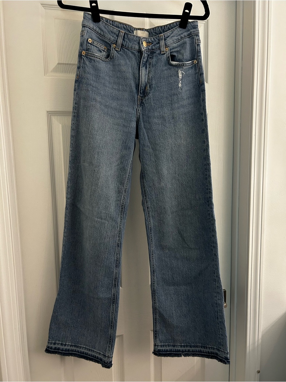 H&M Women's Harper High Rise Wide-Leg Jeans in Light Blue Denim